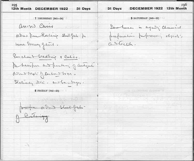 Howard Carter's Diary 1922, p. 195-6 (TAA i.2.21.195-6)