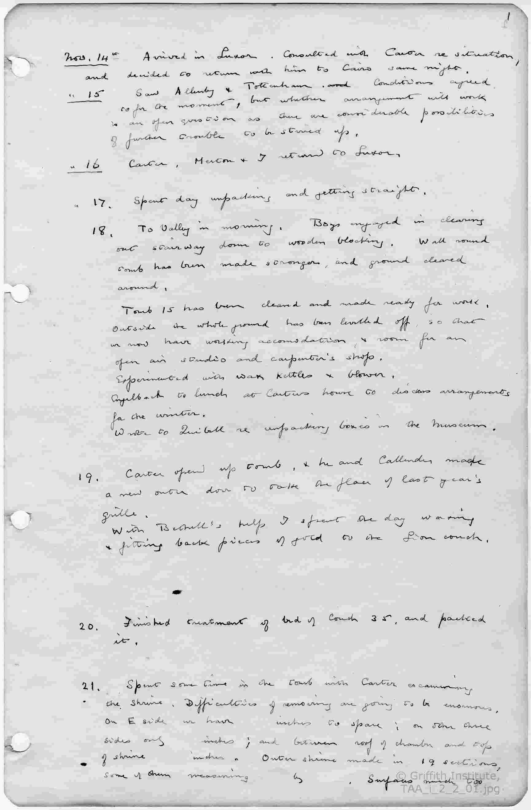 Arthur Mace's Journal for 1923-4, p. 1 (TAA i.2.2.1)