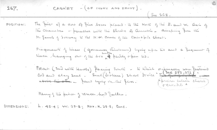 Card no. 267-1 relating to Carter no. 267