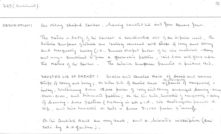 Card no. 267-2 relating to Carter no. 267