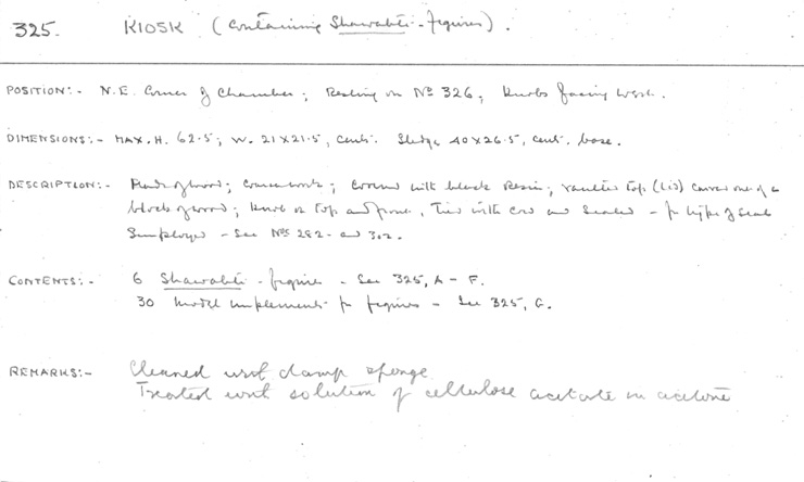 Card no. 325 relating to Carter no. 325