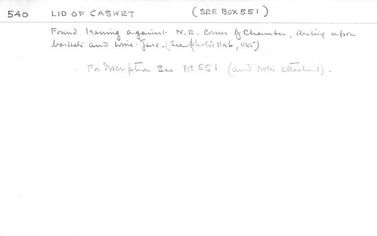Card no. 540-3 relating to Carter no. 540