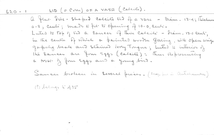 Card no. 620(1) relating to Carter no. 620(1)