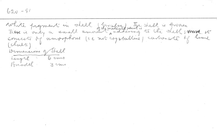 Card no. 620(81) relating to Carter no. 620(81)