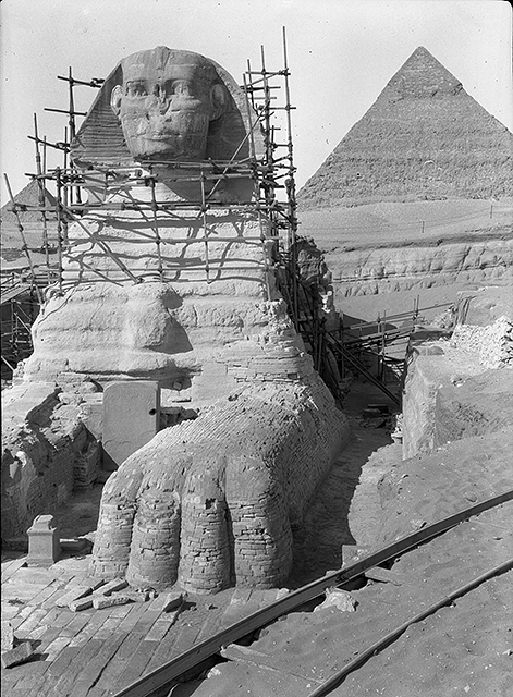 The Great Sphinx being excavated