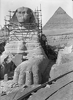The Great Sphinx being excavated