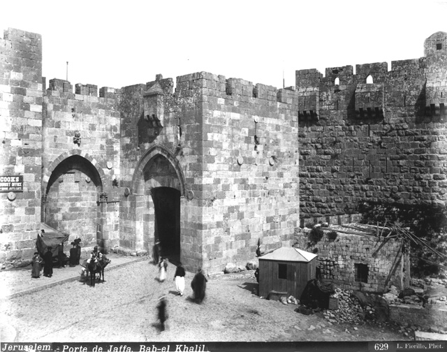 Fiorillo, L., Jerusalem (c.1880 [Before the lower part of the city wall was taken down for the visit of the Kaiser Wilhelm in 1898.])