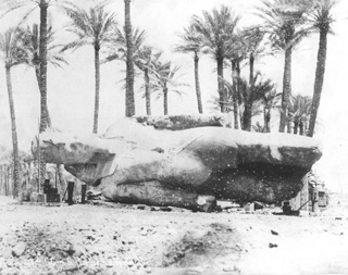 Sebah, J. P., Mit Rahina (Memphis) (1887
[The colossus was turned over in 1887.]) (Enlarged image size=43Kb)