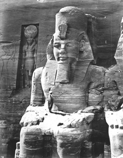 Frith, F.
[Included in an album labelled Historical Photographs. Egypt. Frith's Universal Series, folio i, in Sackler Library, Oxford, 327 Fri la fol. ], Abu Simbel (1856-60
[The dates of Frith's visits to Egypt.]) (Enlarged image size=43Kb)