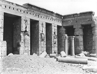 Sebah, J. P., The Theban west bank, Medinet Habu (c.1875
[Estimated date.]) (Enlarged image size=42Kb)