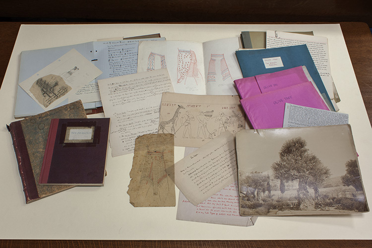 The Newberry MSS on a table in the Griffith Institute Archive room